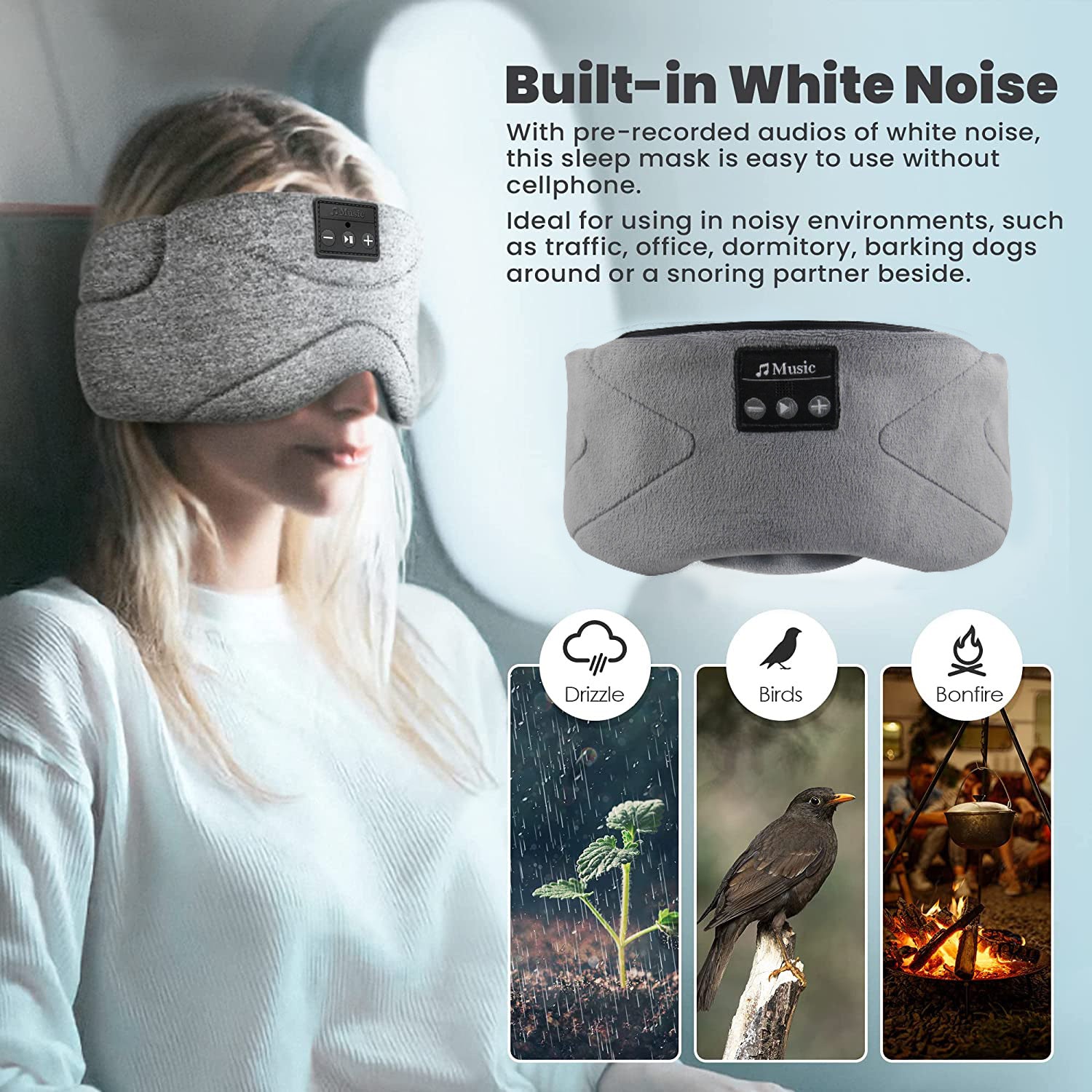 DreamTune™ Mask – Bluetooth Sleep Eye Mask with Soothing White Noise